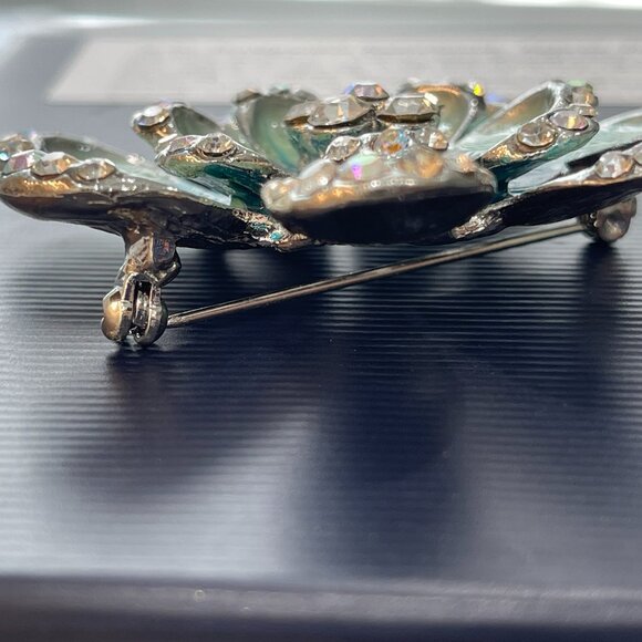 Pretty Mod Large Blue Crystal Peacock Fashion Brooch - Picture 5 of 16